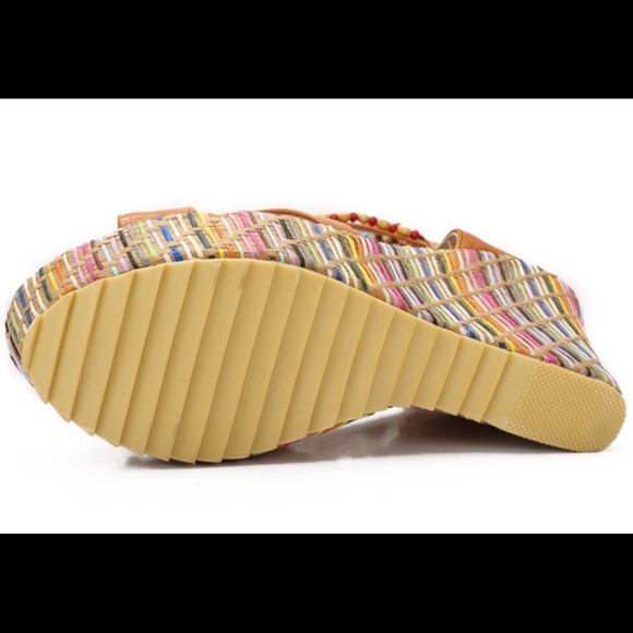 Boho Chic Platform Ankle Strap Orange Sandals 7M - Picture 6 of 7